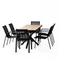 Ensemble de jardin table 190cm effet bois + 6 fauteuils MOITA
