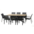 Ensemble de jardin table 190cm effet bois + 8 fauteuils MOITA