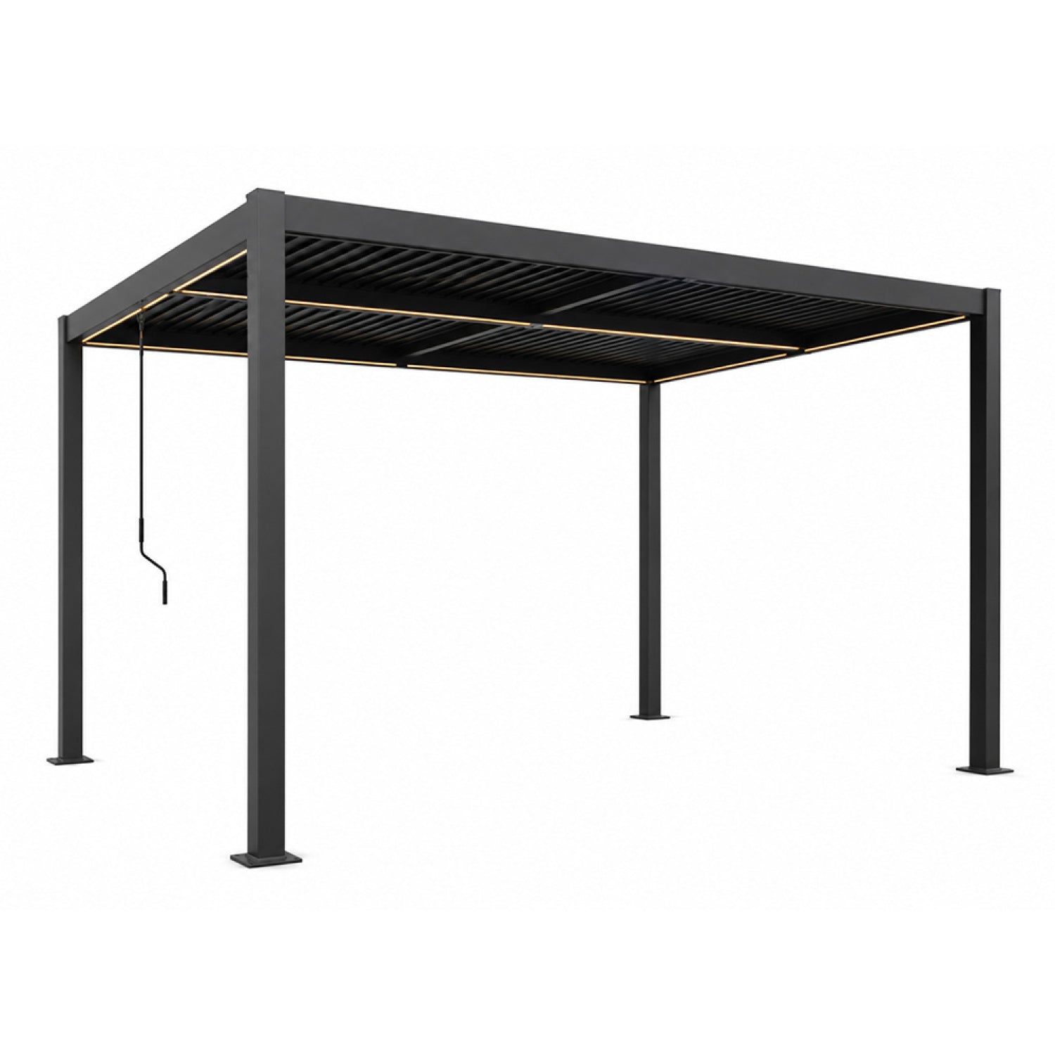 Pergola bioclimatique à LED 4x3m structure aluminium lames orientables EGER