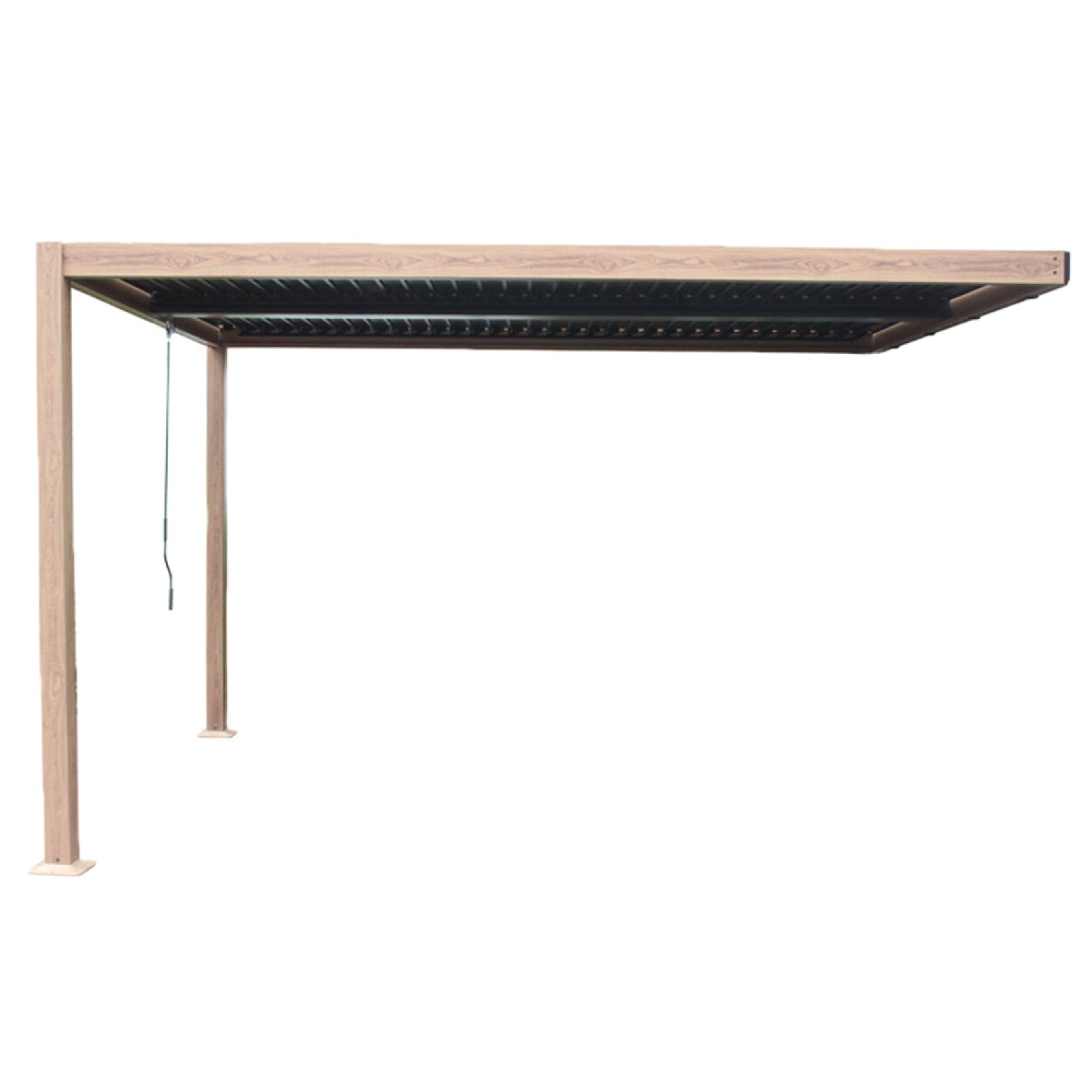 Pergola bioclimatique 4x3m adossée effet bois KAMARES