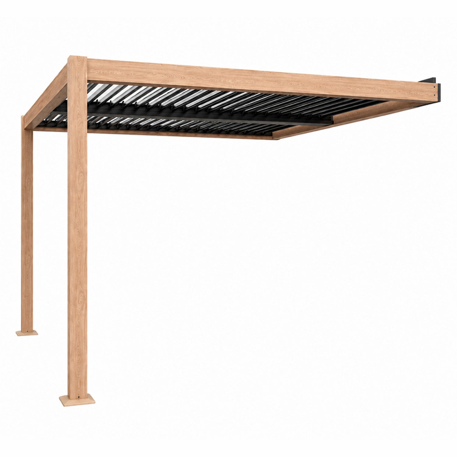 Pergola bioclimatique 3x3m adossée effet bois KAMARES