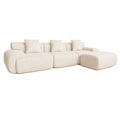 Canapé nuage compressé modulable en tissu chenille beige 4/5 places SAMOSA