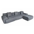 Canapé nuage compressé modulable en tissu chenille gris 4/5 places SAMOSA