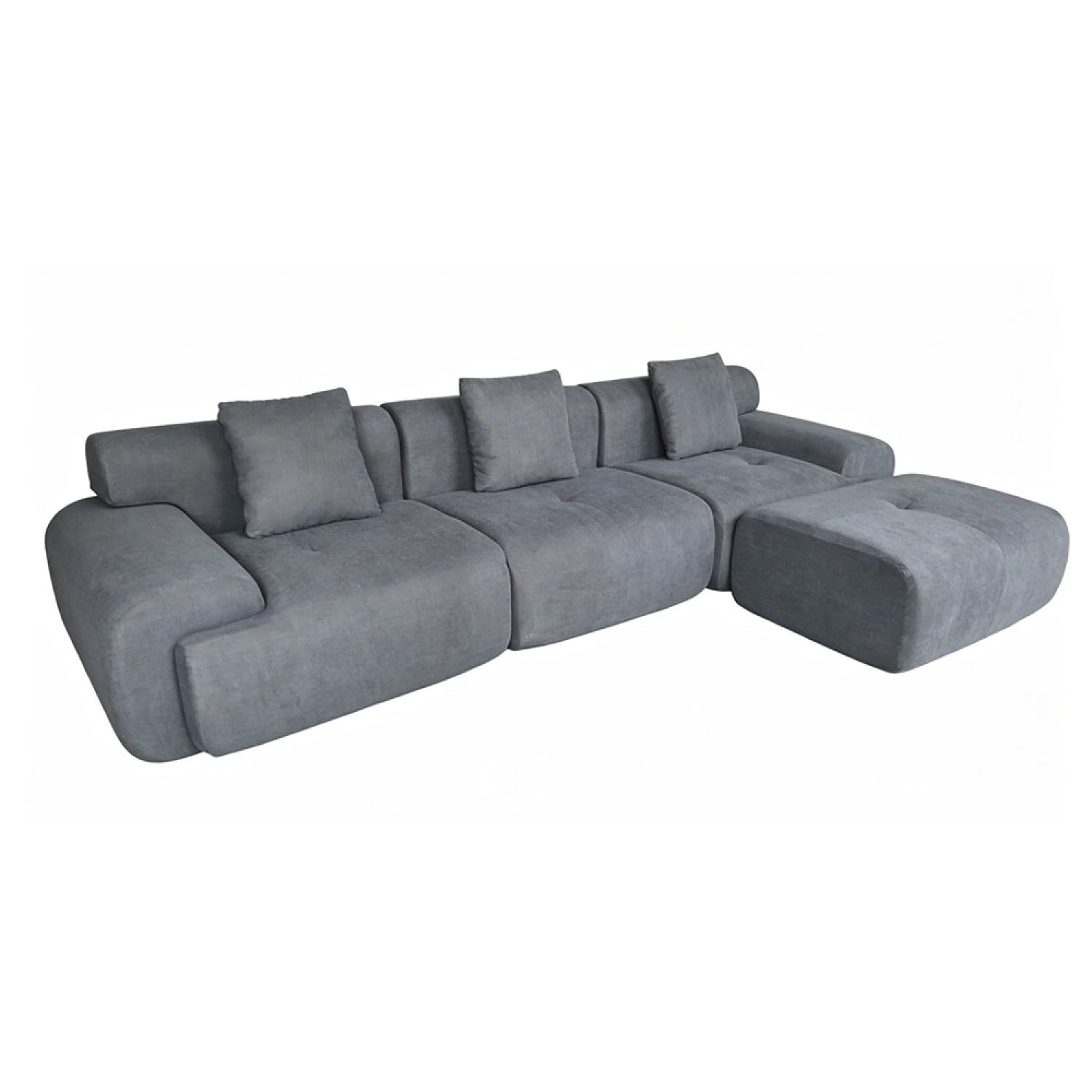 Canapé nuage compressé modulable en tissu chenille gris 4/5 places SAMOSA