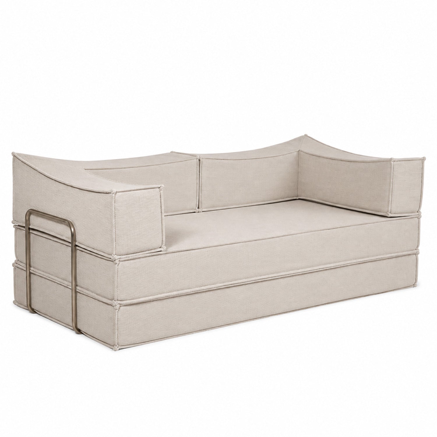 Canapé compressé convertible 2/3 places en velours côtelé beige FARA