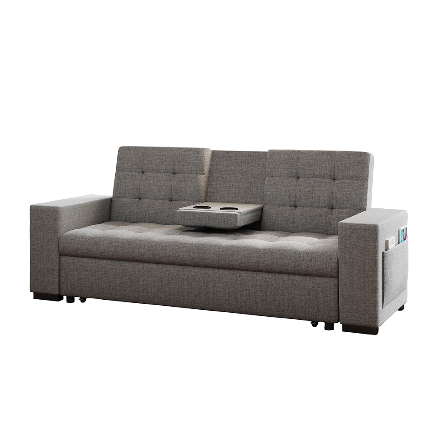 Canapé convertible gris foncé avec rangements CORIVA