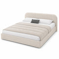 Lit avec coffre de rangement 160x200cm en velours beige LANGSON