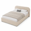 Lit avec coffre de rangement 140x190cm en velours beige LANGSON