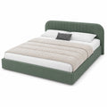 Lit avec coffre de rangement 160x200cm en velours vert LANGSON