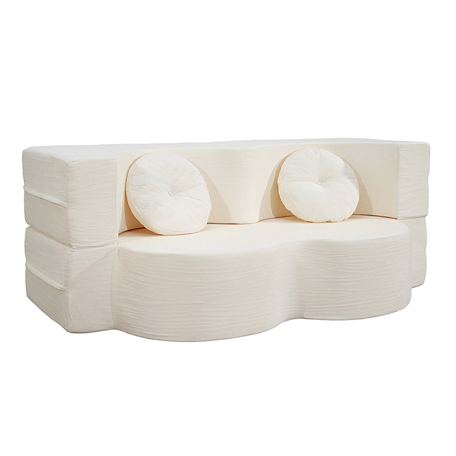 Canapé compressé convertible 2 places en velours beige FRIA