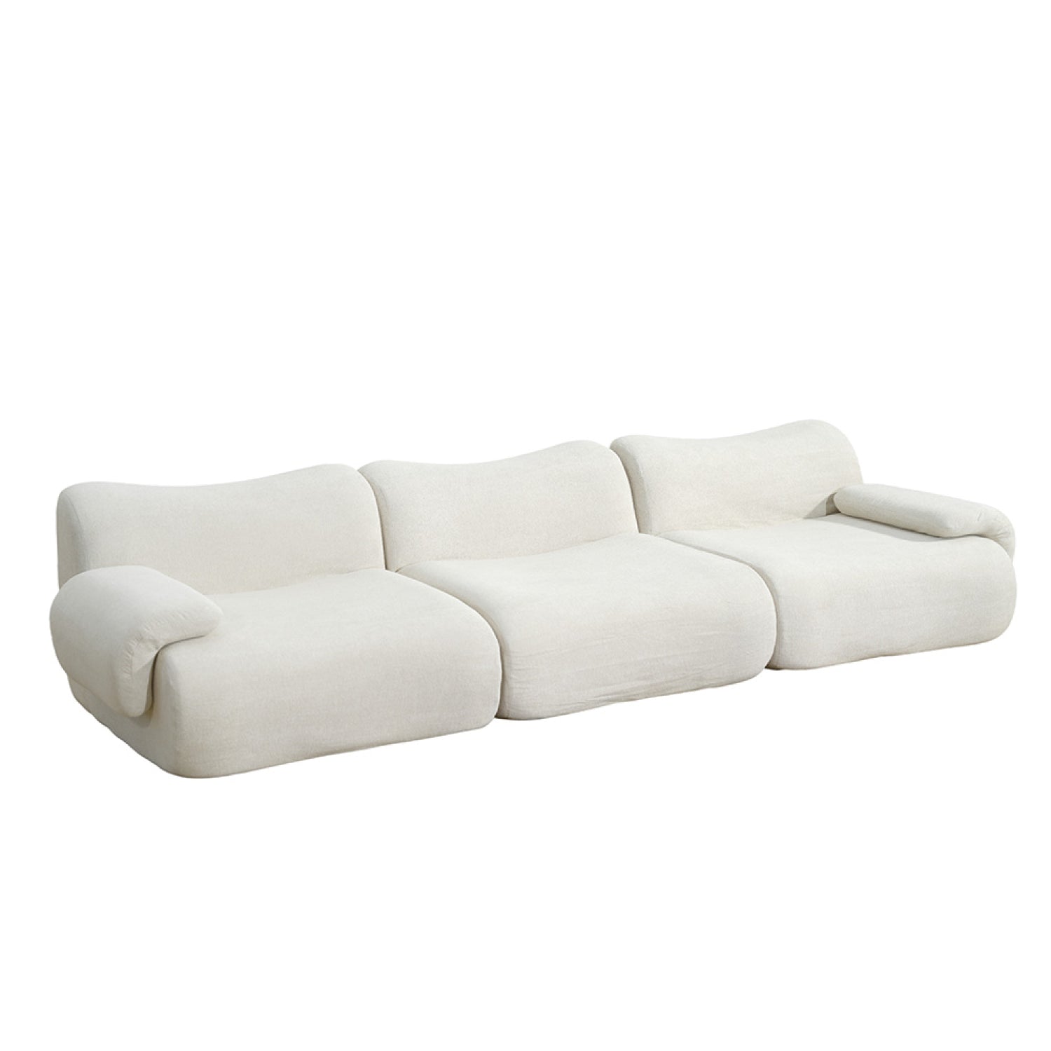 Canapé compressé 4 places en velours beige STERT