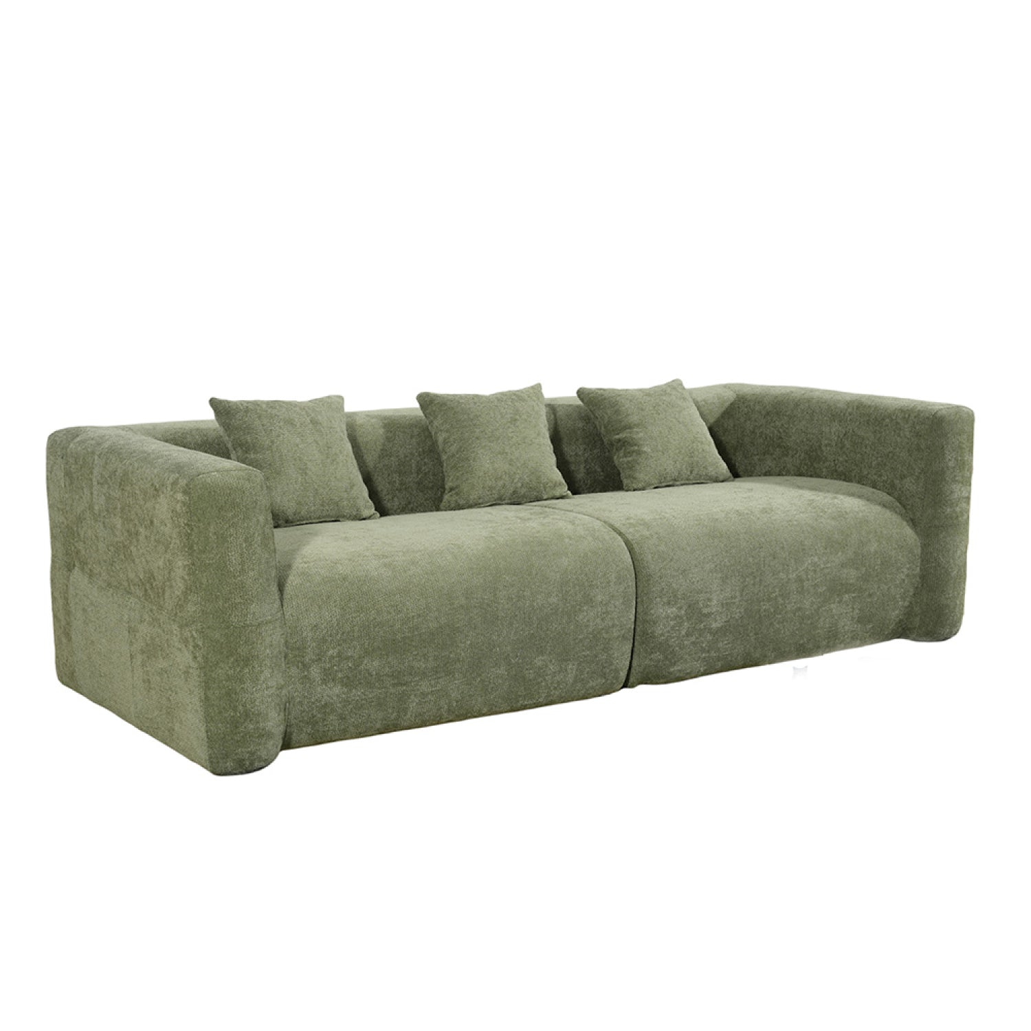 Canapé compressé 4 places en tissu effet laine texturée vert BROWNSEA
