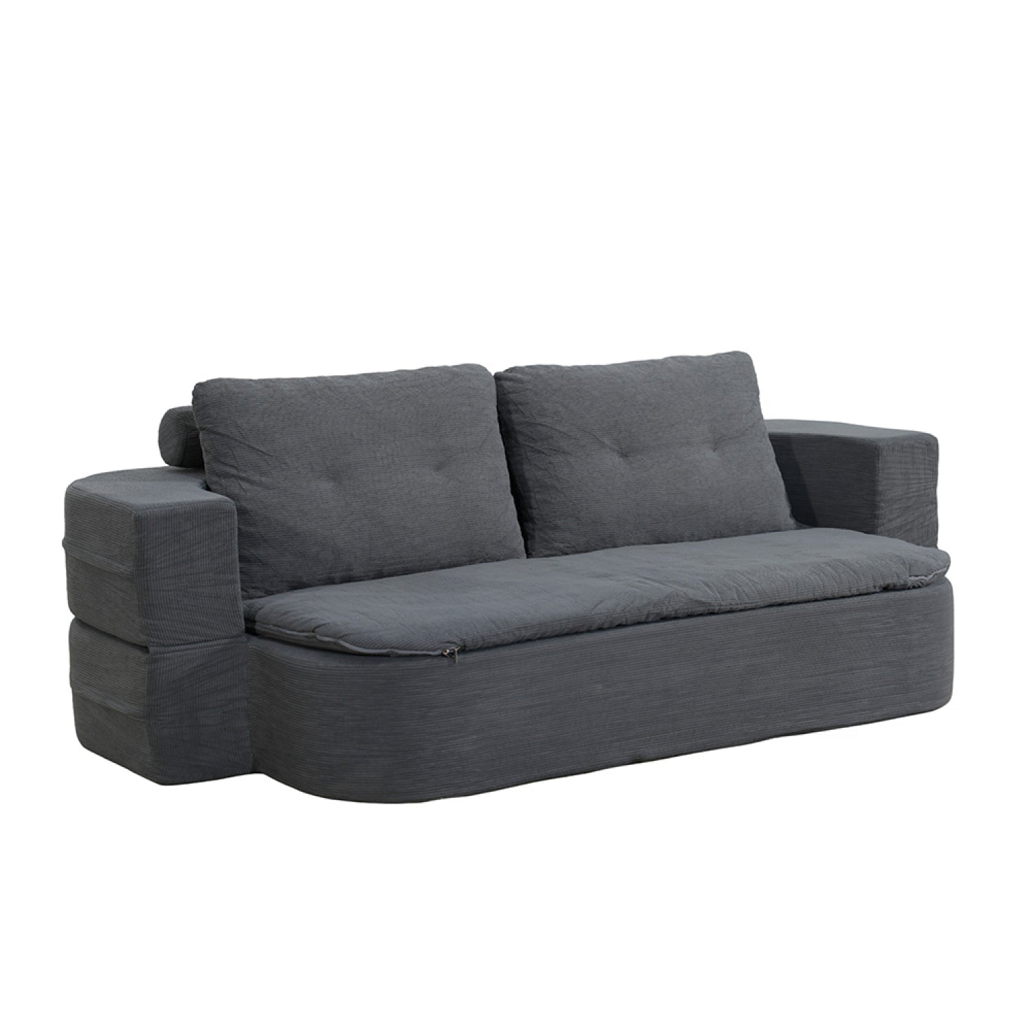 Canapé compressé convertible 2/3 places + couette en velours côtelé gris foncé HARBOUR