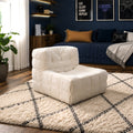 Fauteuil pouf compressé en velours beige ASSYA