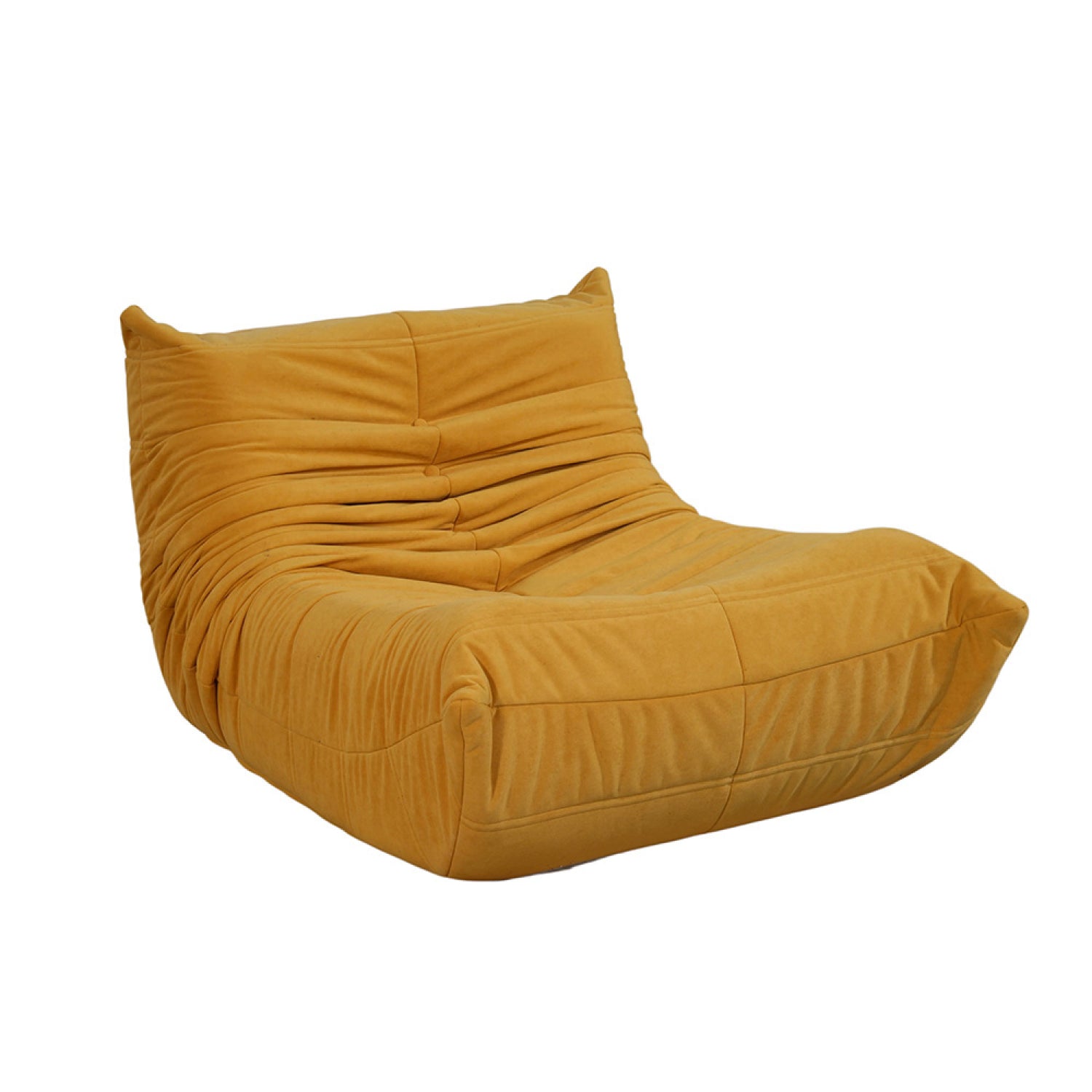 Fauteuil compressé en velours moutarde NOMA