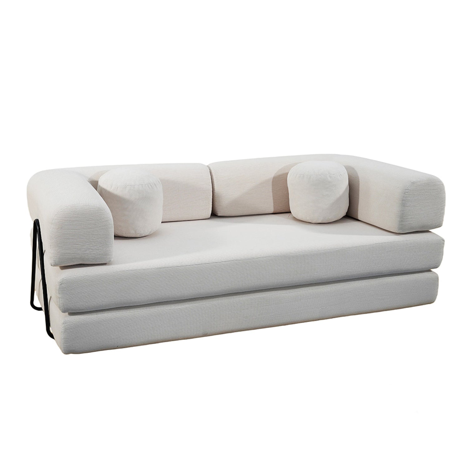 Canapé compressé convertible modulable 3 places en velours côtelé beige CAMELI