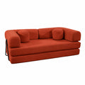 Canapé compressé convertible modulable 3 places en velours côtelé terracotta CAMELI