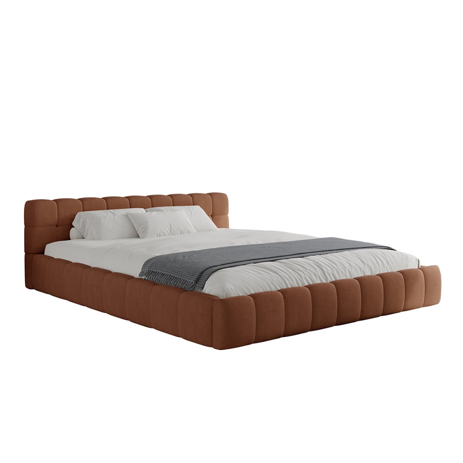 Lit nuage 140x190cm en velours marron IQUIQUE