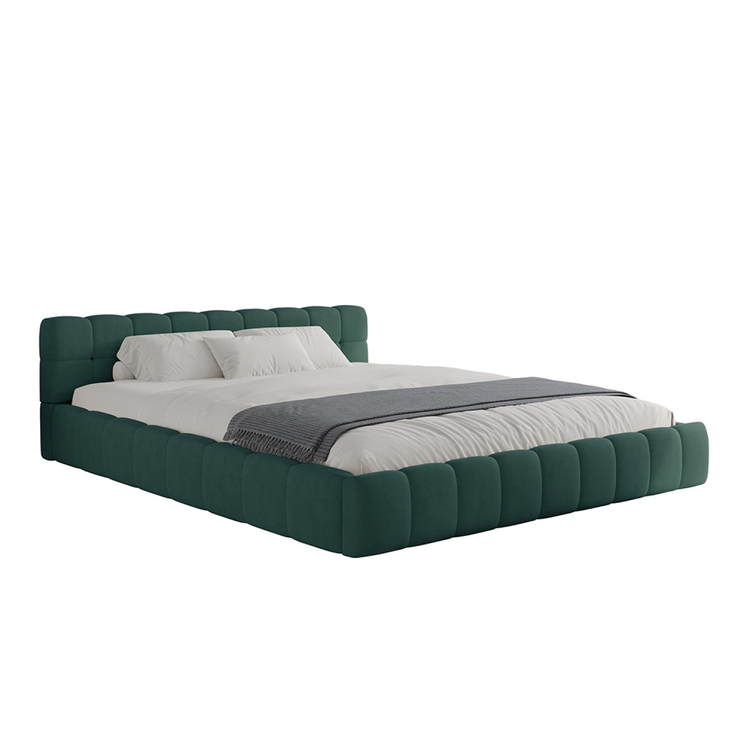 Lit nuage 160x200cm en velours vert IQUIQUE