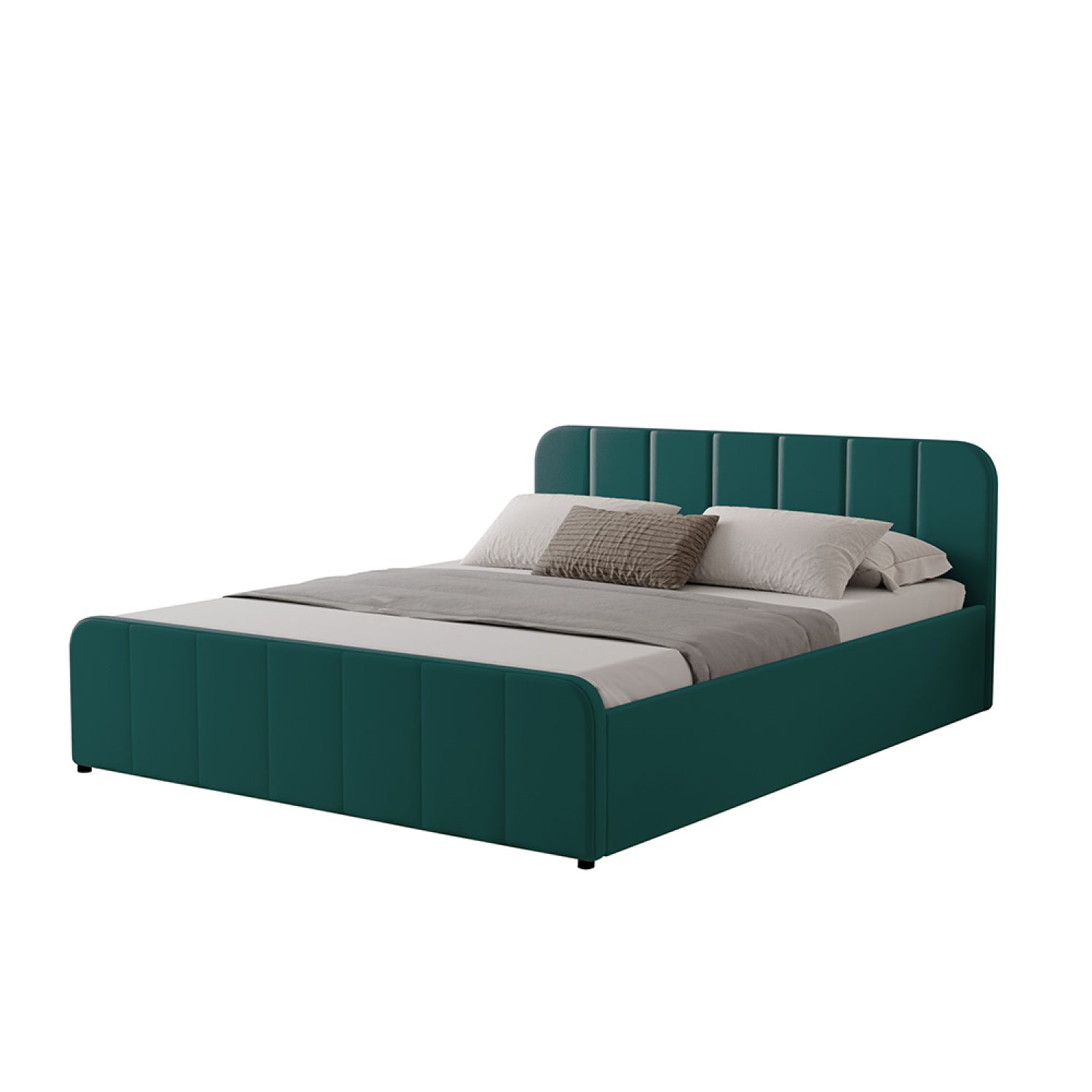 Lit avec coffre de rangement 160x200cm en velours vert LIMASSOL