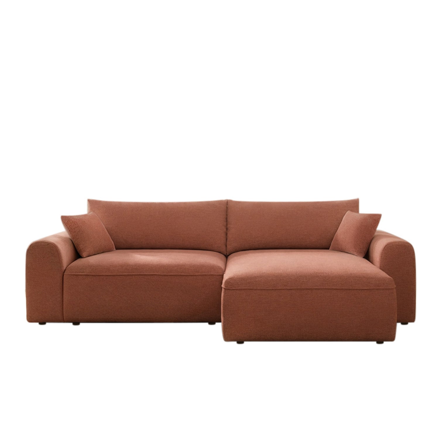 Canapé d’angle convertible 4 places en tissu bouclé avec coffre de rangement LOOP